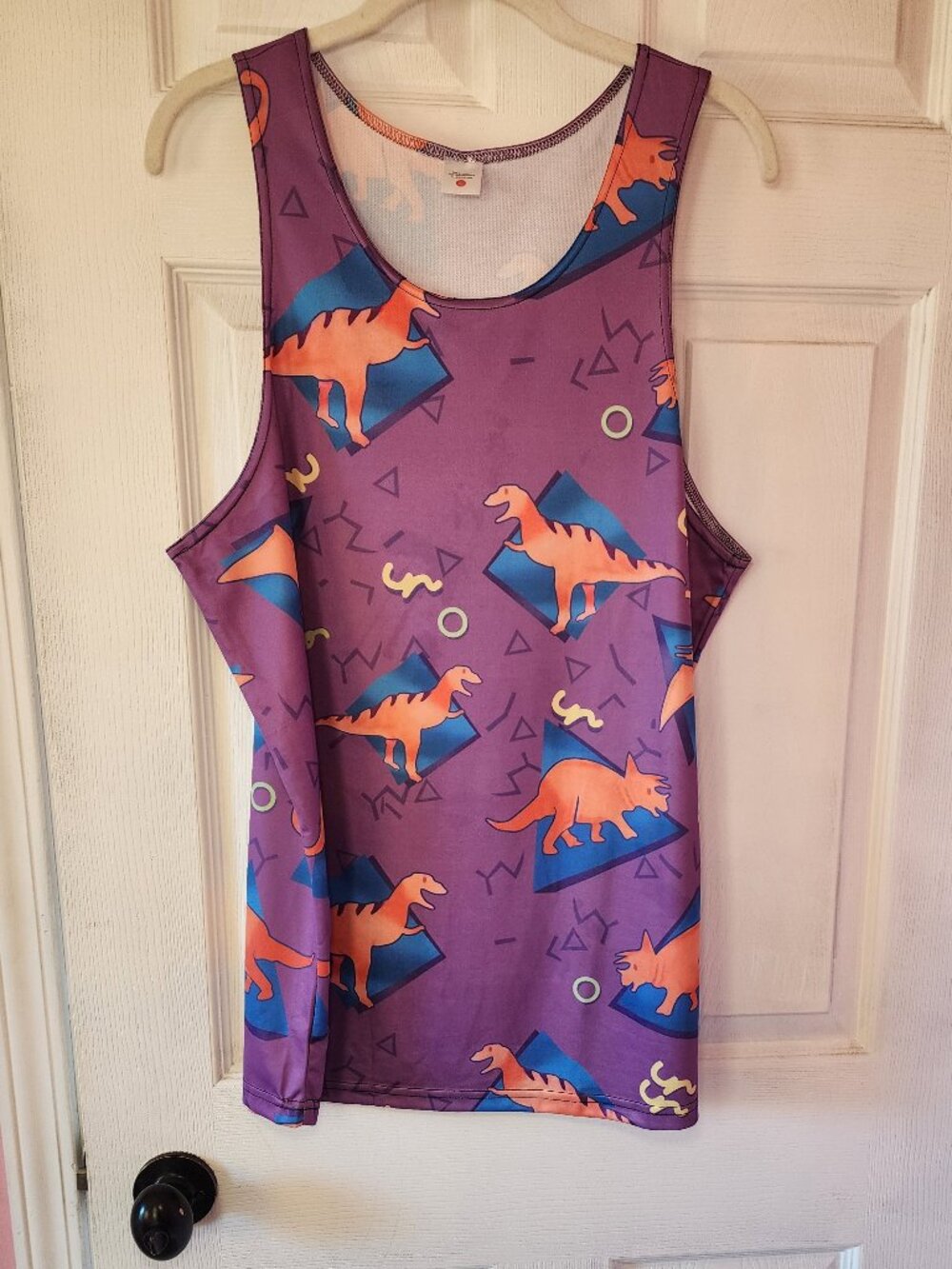 Purple and Orange Dinosaur Sleeveless Athletic Top